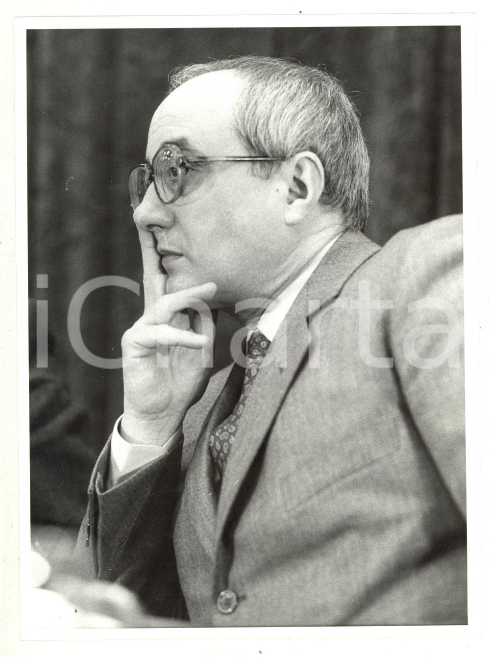 Fotografia d epoca originale 1985 ca MILANO POLITICA Ritratto di Enrico DE MITA a un convegno DC 3  Foto 1