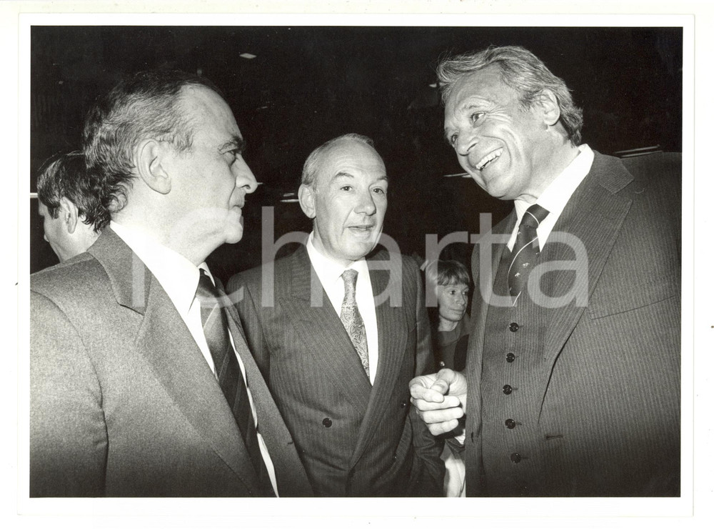 Fotografia d epoca originale 1985 ca MILANO Mario FORMENTON Ettore FUMAGALLI Piero BASSETTI  Foto 24x18 cm 1