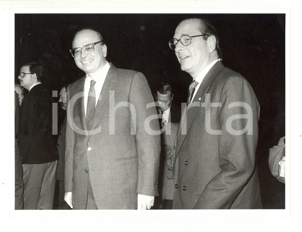 Fotografia d epoca originale 1985 ca POLITICA  Incontro tra Bettino CRAXI e Jacques CHIRAC  Foto 24x18 cm 1