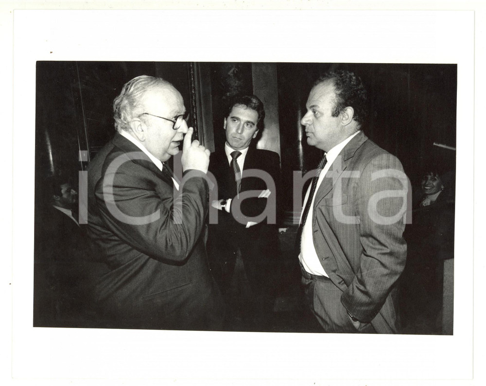 1985 ca MILANO POLITICA - PRI Giovanni SPADOLINI e Carlo VISCO GILARDI (1) *Foto