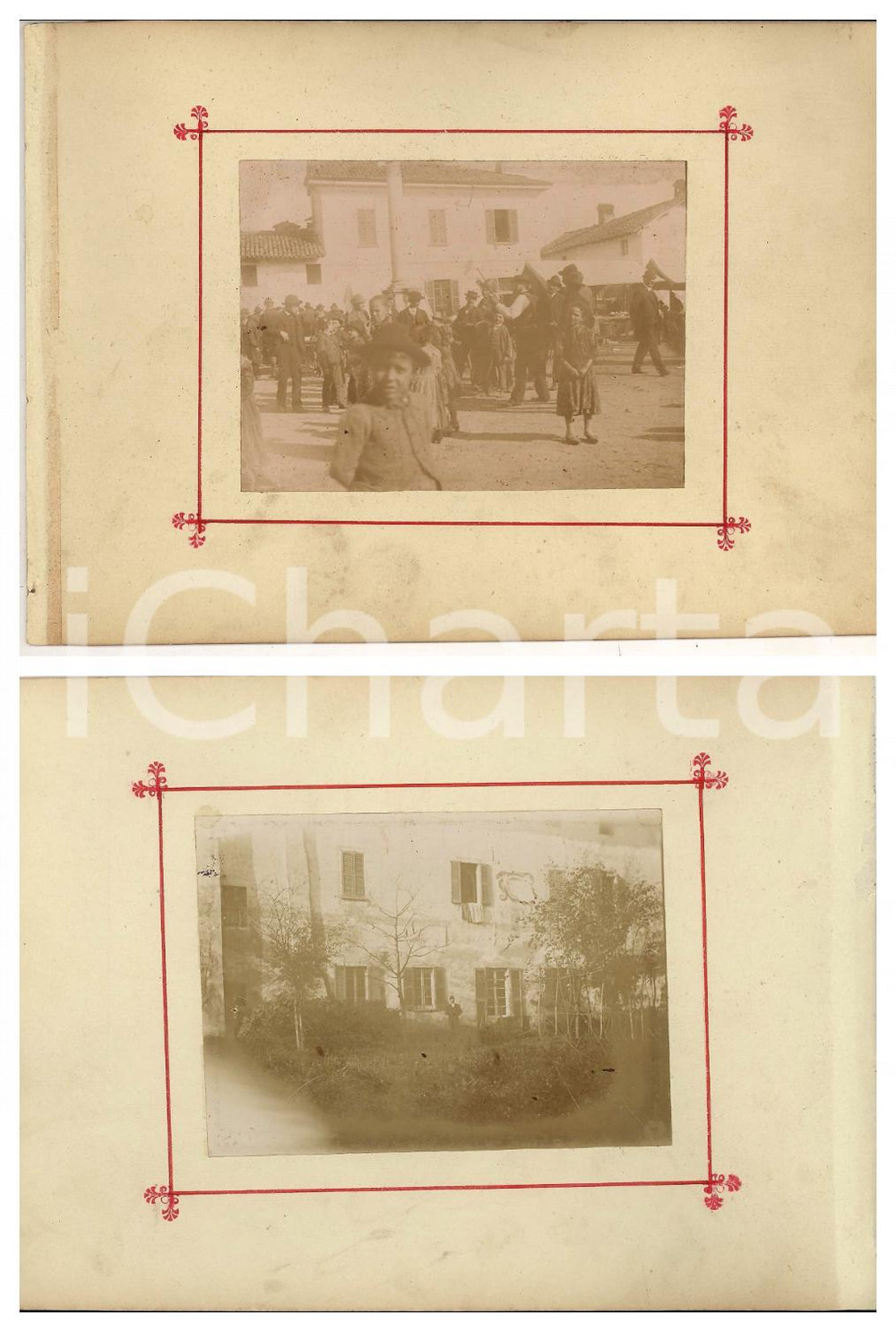 1898 TRIVOLZIO (PV) Festa in piazza SAN CORNELIO - Giardino di villa *2 foto
