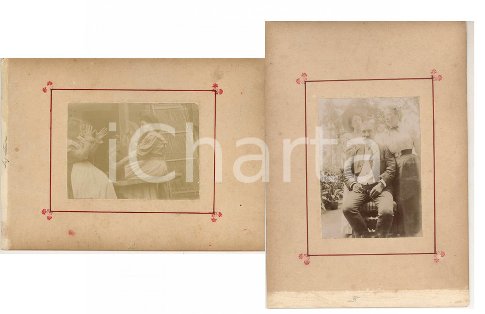 1898 TRIVOLZIO Scherzi tra donne con un ventaglio - Ritratto di famiglia *2 foto