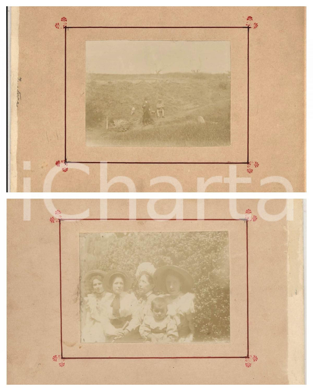 1898 TRIVOLZIO Uomini in campagna con i cani - Ritratto di donne *Lotto 2 foto