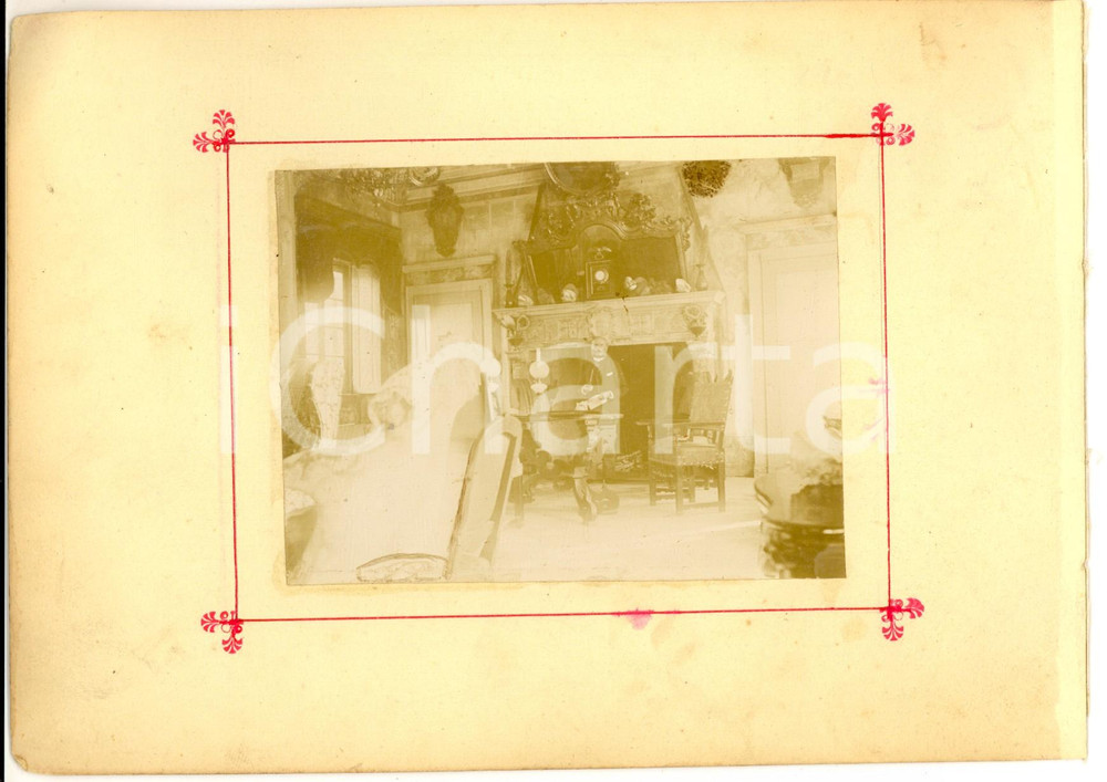1898 TRIVOLZIO Ritratto maschile in villa con camino - Foto VINTAGE 21x16 cm