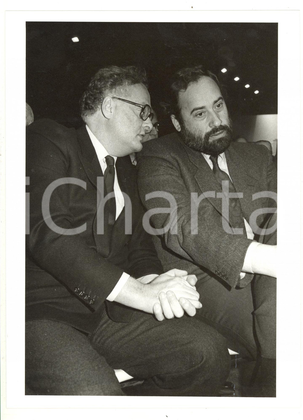 1985 ca ITALIA Franco REVIGLIO discute con Ottaviano DEL TURCO - Foto 18x24