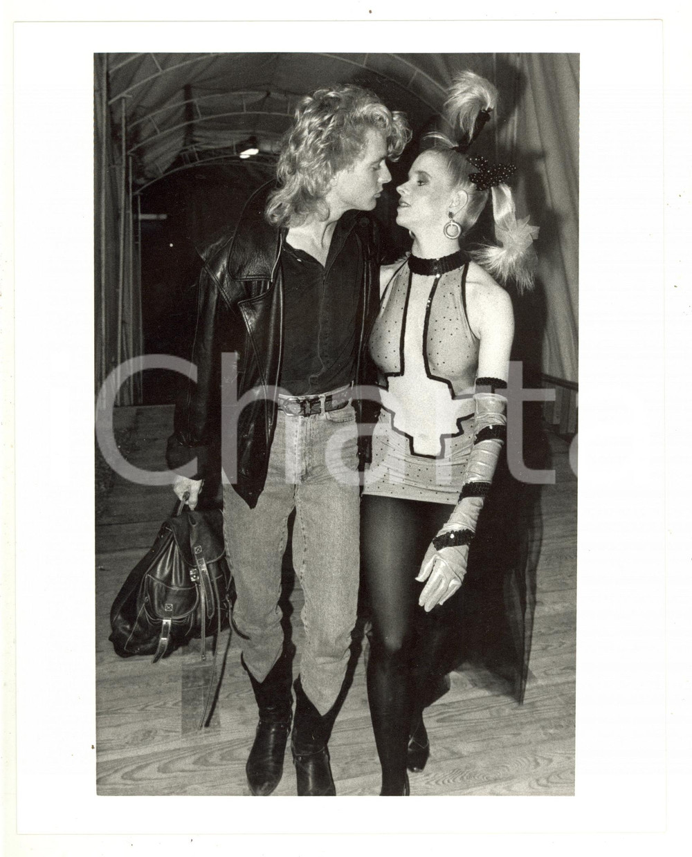 Fotografia d epoca originale 1985 ca COSTUME Sara CARLSON e Christopher prima di uno spettacolo 3 Foto 1