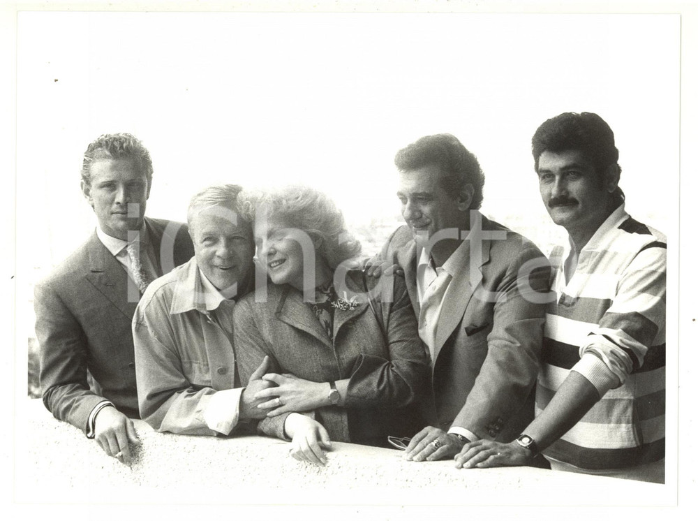 Fotografia d epoca originale 1986 FESTIVAL DI CANNES Franco ZEFFIRELLI Placido DOMINGO Katia RICCIARELLI Foto 1