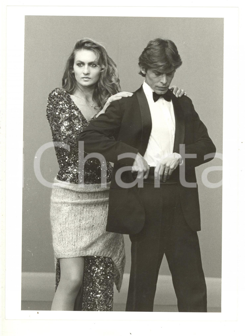 1990 ca COSTUME - Ritratto di Marina BREZZA con un modello (2) - Foto 18x24 cm
