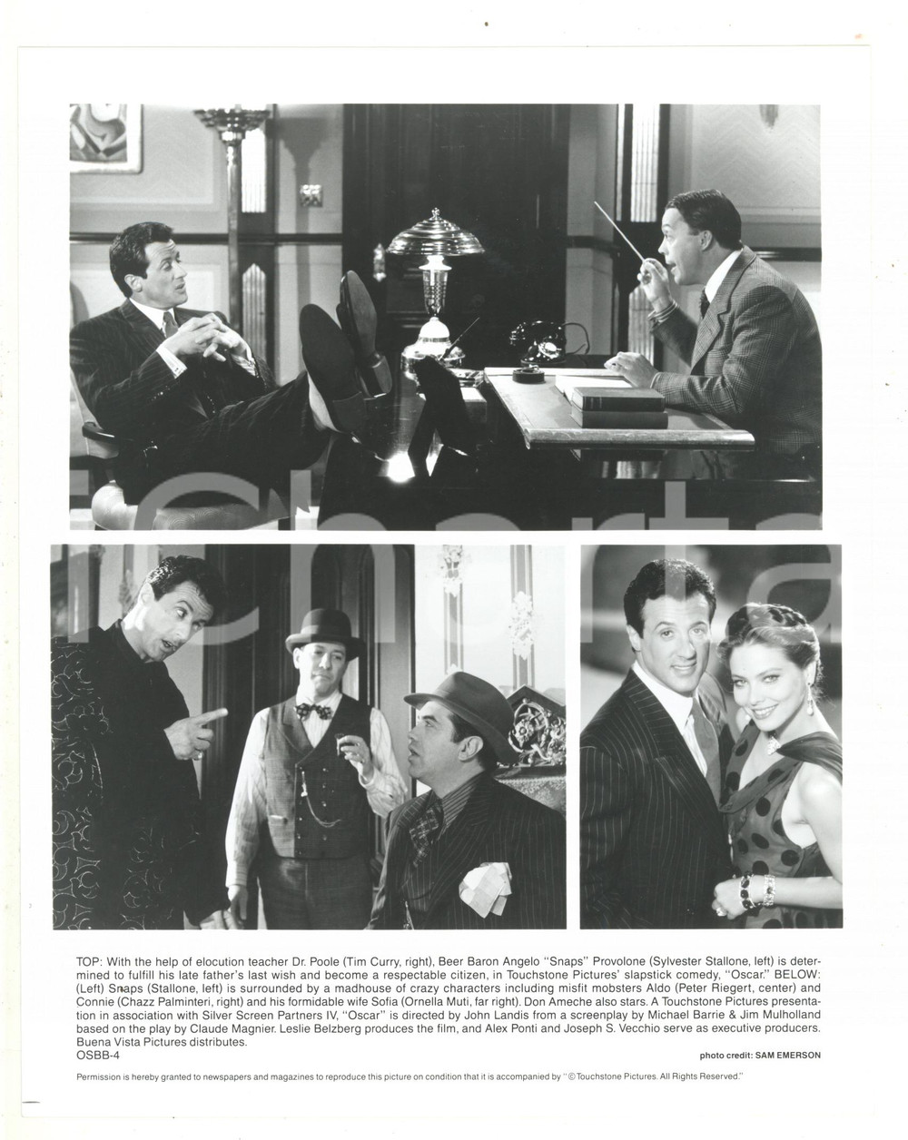 Fotografia d epoca originale 1991 CINEMA Oscar John LANDIS  Sylvester STALLONE Ornella MUTI Tim CURRY 1