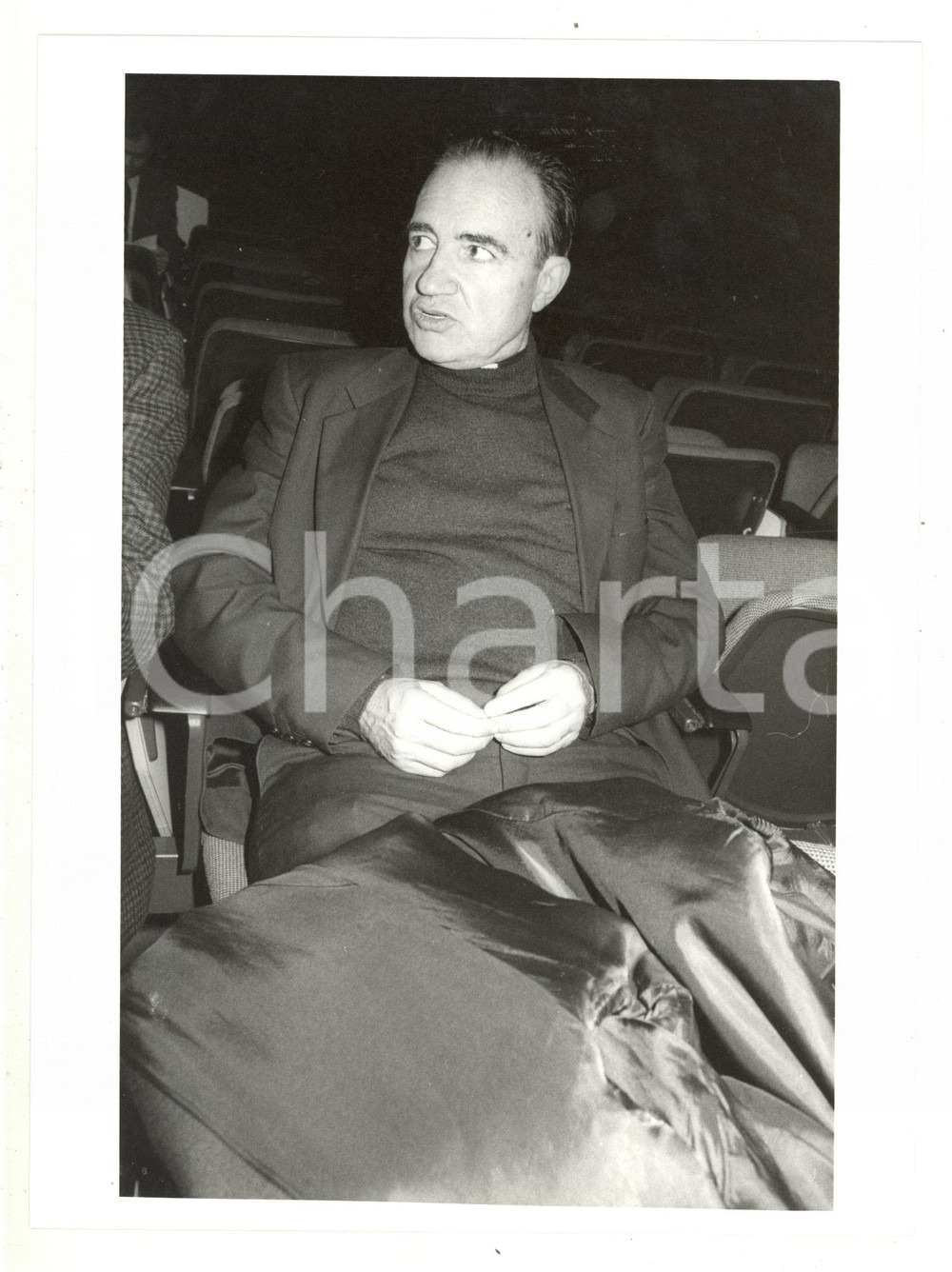 Fotografia d epoca originale 1990 ca ITALIA COSTUME  Ritratto di Gianni BAGET BOZZO a un convegno 2  Foto 1