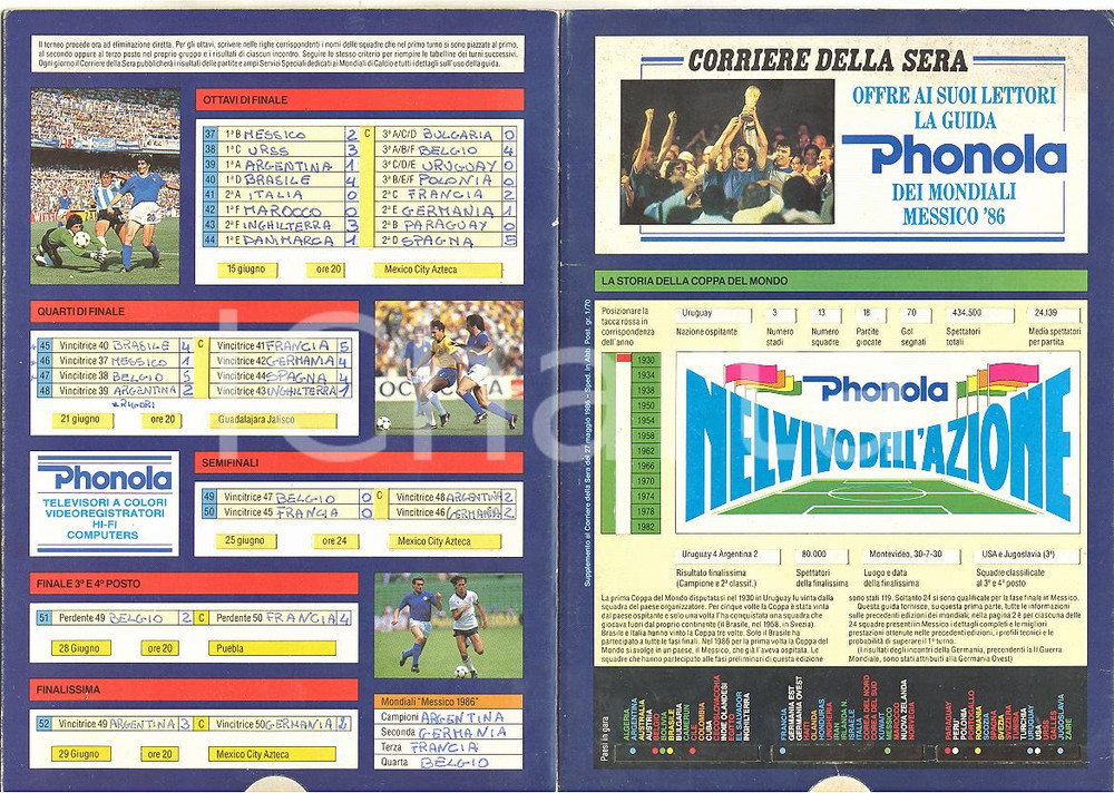 1986 MEXICO '86 Guida PHONOLA a mondiali di calcio *Allegato CORRIERE DELLA SERA