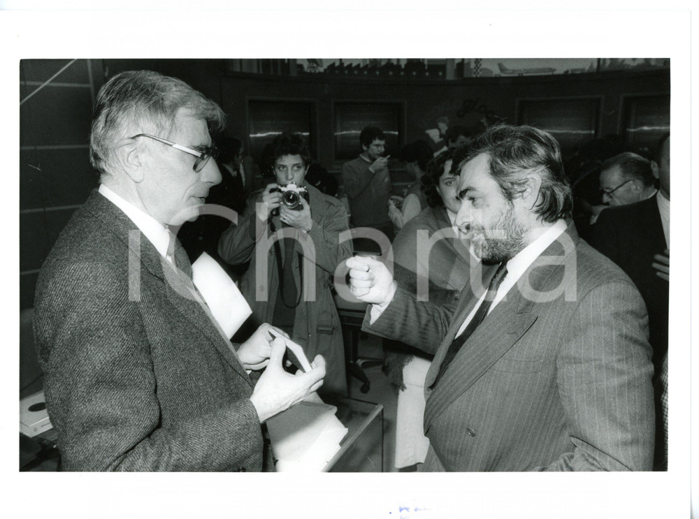 1985 ca RAI Giovanni GORIA a colloquio con Sergio RICOSSA *Fotografia 24x18 cm