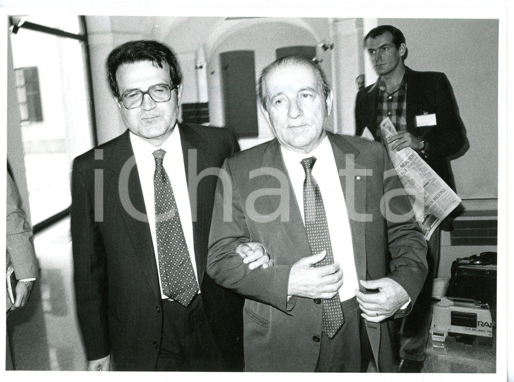 1985 CONFINDUSTRIA Romano PRODI a braccetto con Luigi LUCCHINI *Foto 24x18