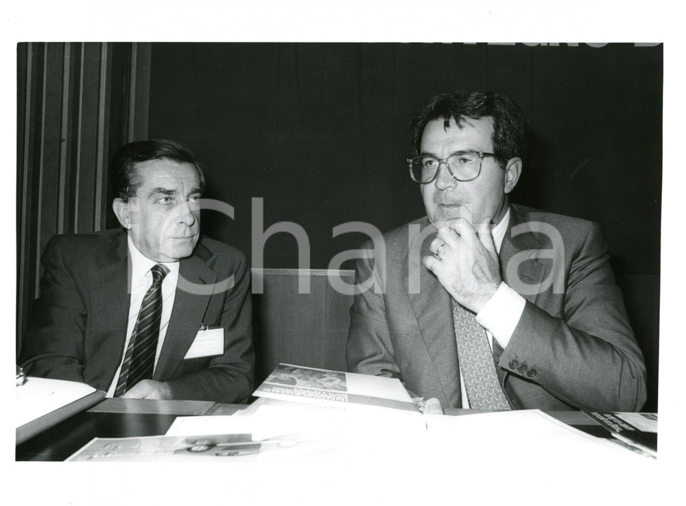 1990 ca ROMA Ritratto di Romano PRODI e Mario TALAMONA *Fotografia 24x18 cm