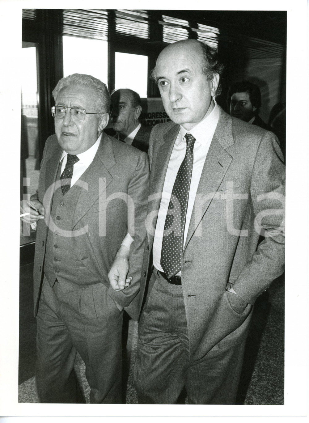 1984 MILANO Congresso DC - Ritratto di Ciriaco DE MITA e Giuseppe ZAMBERLETTI