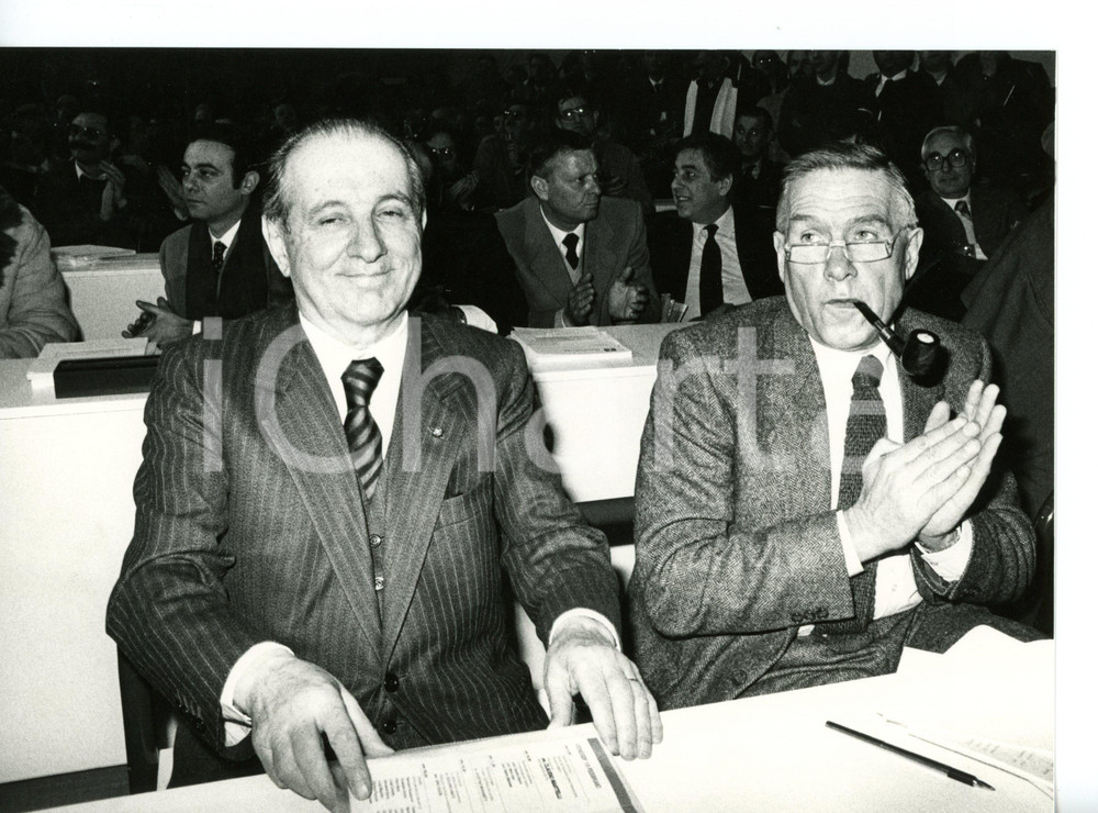 1990 ca POLITICA Convegno PSI - Bruno TRENTIN con Luigi LUCCHINI - Foto 24x18 cm