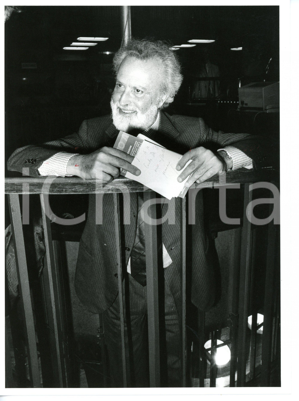 1985 ca COSTUME Ritratto del giornalista Eugenio SCALFARI Foto 18x24 cm
