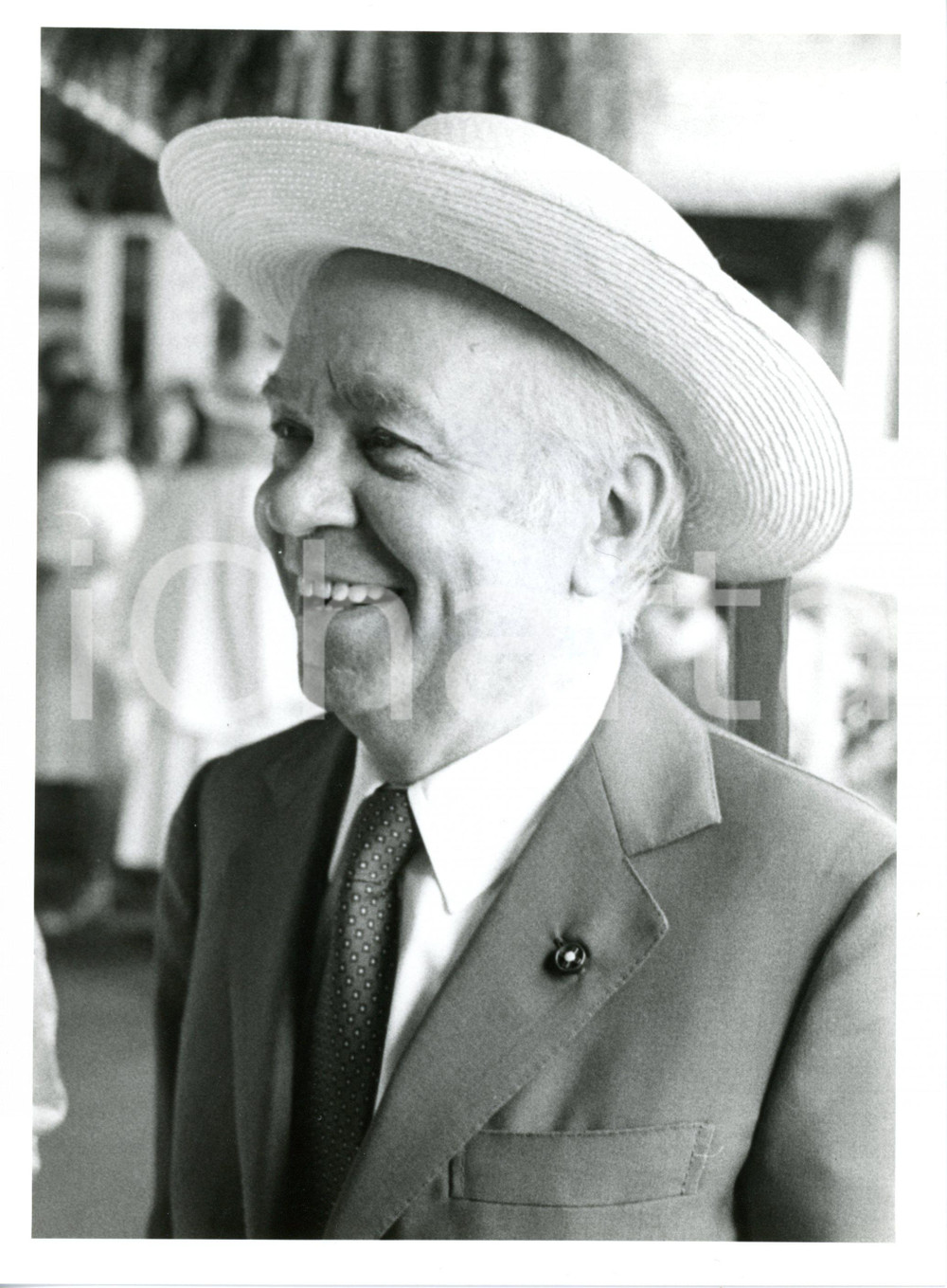 1988 VENEZIA Mostra del Cinema - Ritratto Edilio RUSCONI con cappello di paglia