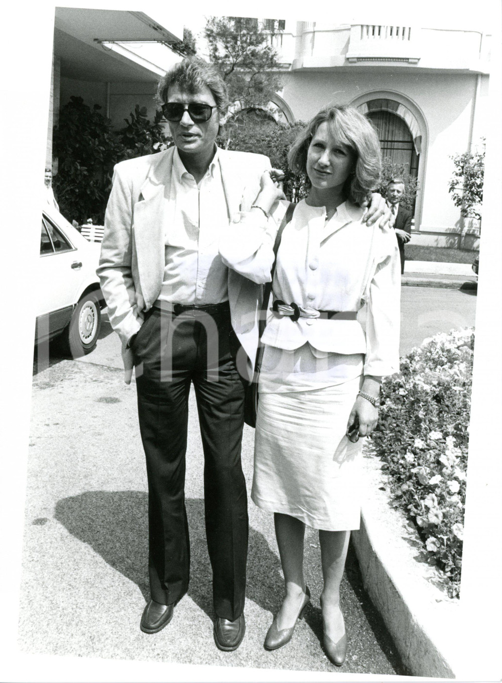1985 ca CINEMA Ritratto di Johnny HALLYDAY e Nathalie BAYE - Foto 18x24 cm