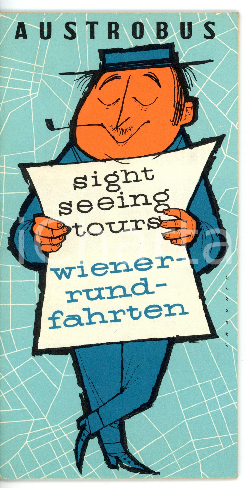 Materiale pubblicitario d’epoca 1960 ca AUSTROBUS Sight seeing tours Guida turistica ILLUSTRATA  40 pp. 1