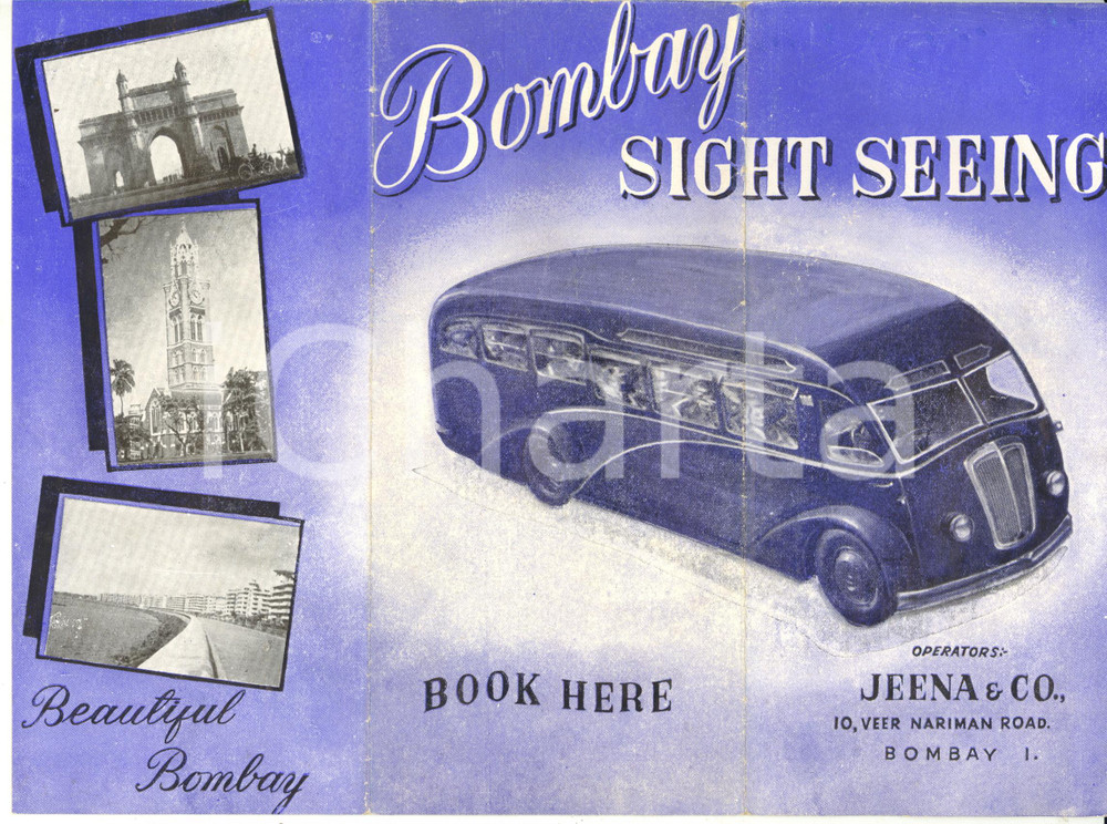 1978 JEENA & CO. Bombay sight seeing *Pieghevole pubblicitario ILLUSTRATO