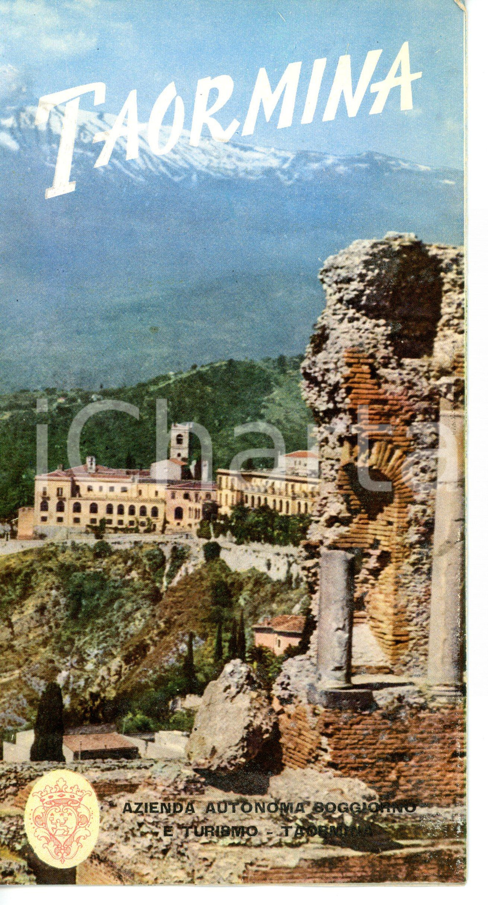 1960 ca TAORMINA Pieghevole illustrato *Azienda Autonoma Soggiorno e Turismo