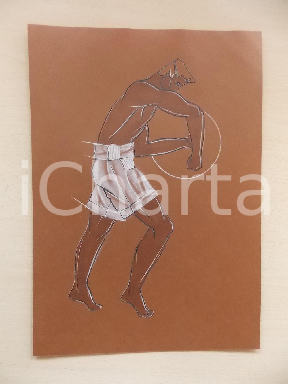 1980 ca MODA UOMO ESTATE Pantalone modello bermuda - Bozzetto 25x35 cm