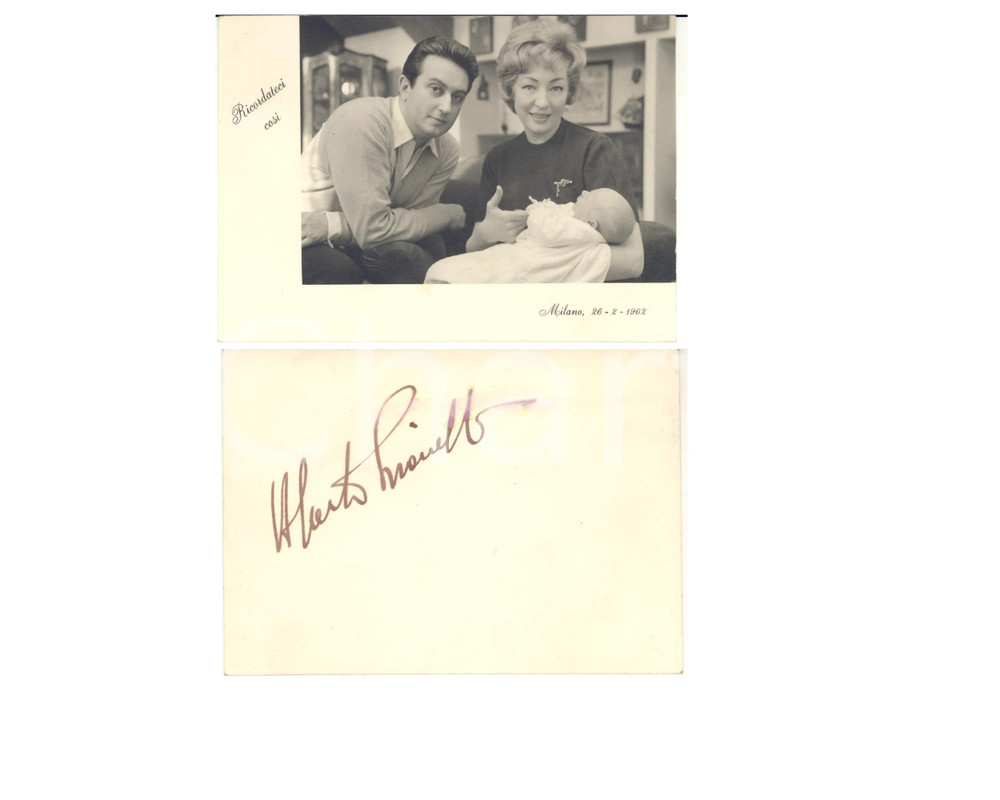 1962 MILANO Alberto LIONELLO e Margaret AXON con il figlio Luca - Foto AUTOGRAFO