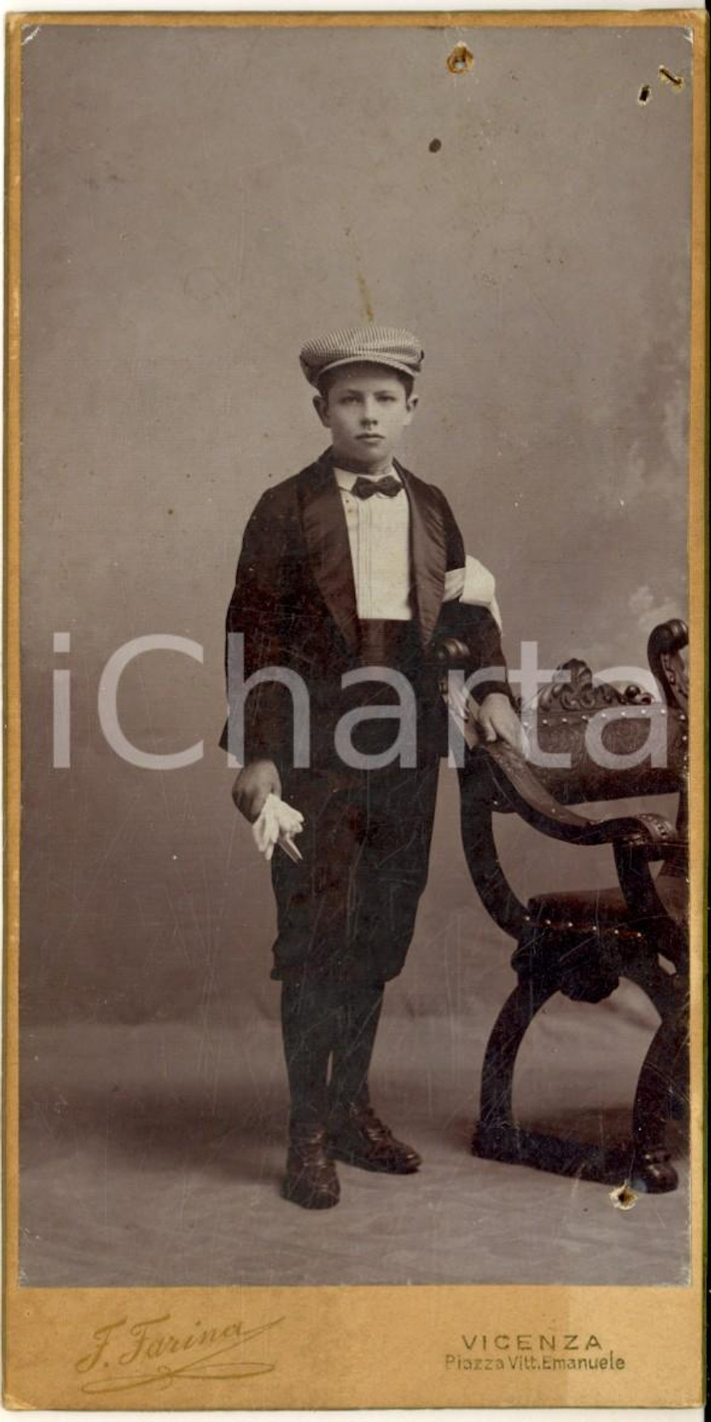 1907 VICENZA Ritratto di Giuseppe PIZZATI alla Prima Comunione *Foto F. FARINA