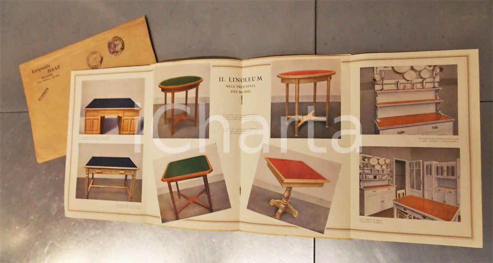 Libro, pubblicazione d epoca 1929 MILANO Ditta Leopoldo HAAS  Il LINOLEUM nell industria dei mobili 1