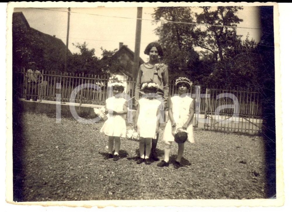 1930 ca THALWIL (CH) Ritratto di bambine in abito primaverile - Foto 12x8 cm