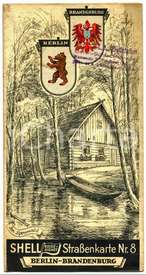 1950 ca BERLIN - BRANDENBURG Shell strassenkarte nr.8 *Map 11x22 cm