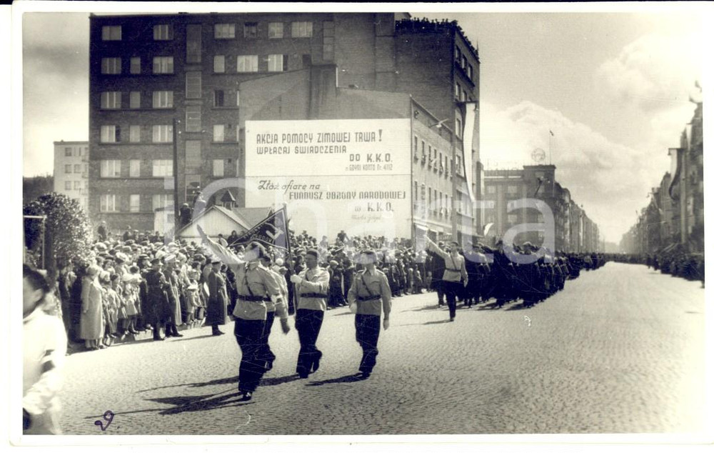 1935 ca POLONIA Parata militare - Sostenitori del nazismo *Foto cartolina