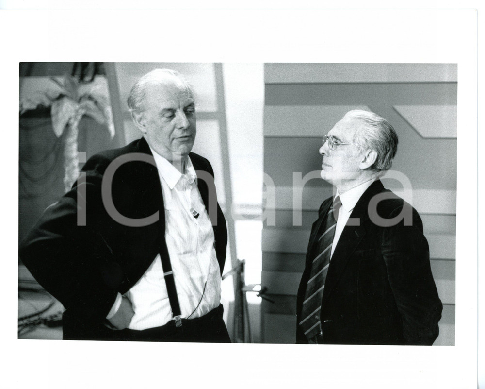 1990 ca RAI TRE Angelo GUGLIELMI con Dario FO *Fotografia VINTAGE 25x20 cm