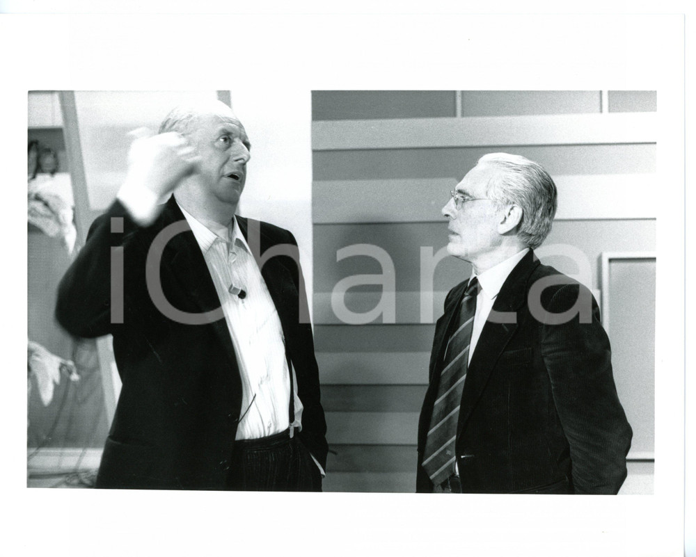 1990 ca RAI TRE Angelo GUGLIELMI con Dario FO - Fotografia VINTAGE 25x20 cm