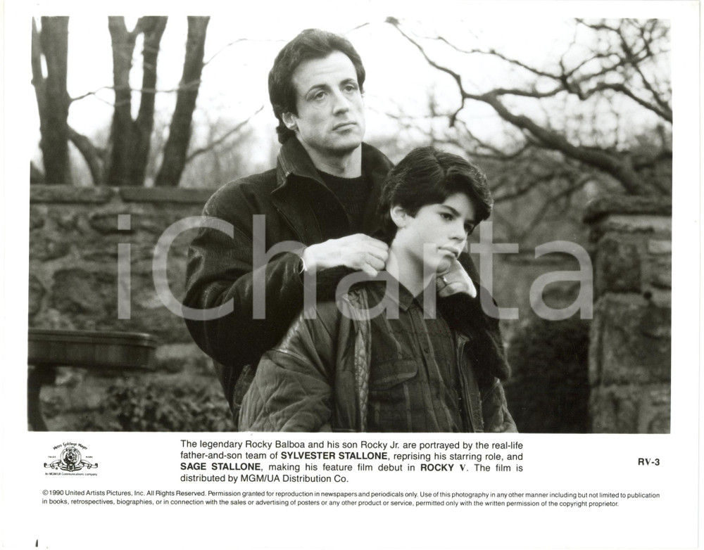 1990 CINEMA "Rocky V" Sylvester STALLONE con il figlio Sage STALLONE *Foto 25x20