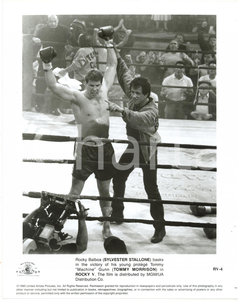 1990 CINEMA "Rocky V" Tommy MORRISON Sylvester STALLONE sul ring (1) Foto 20x25