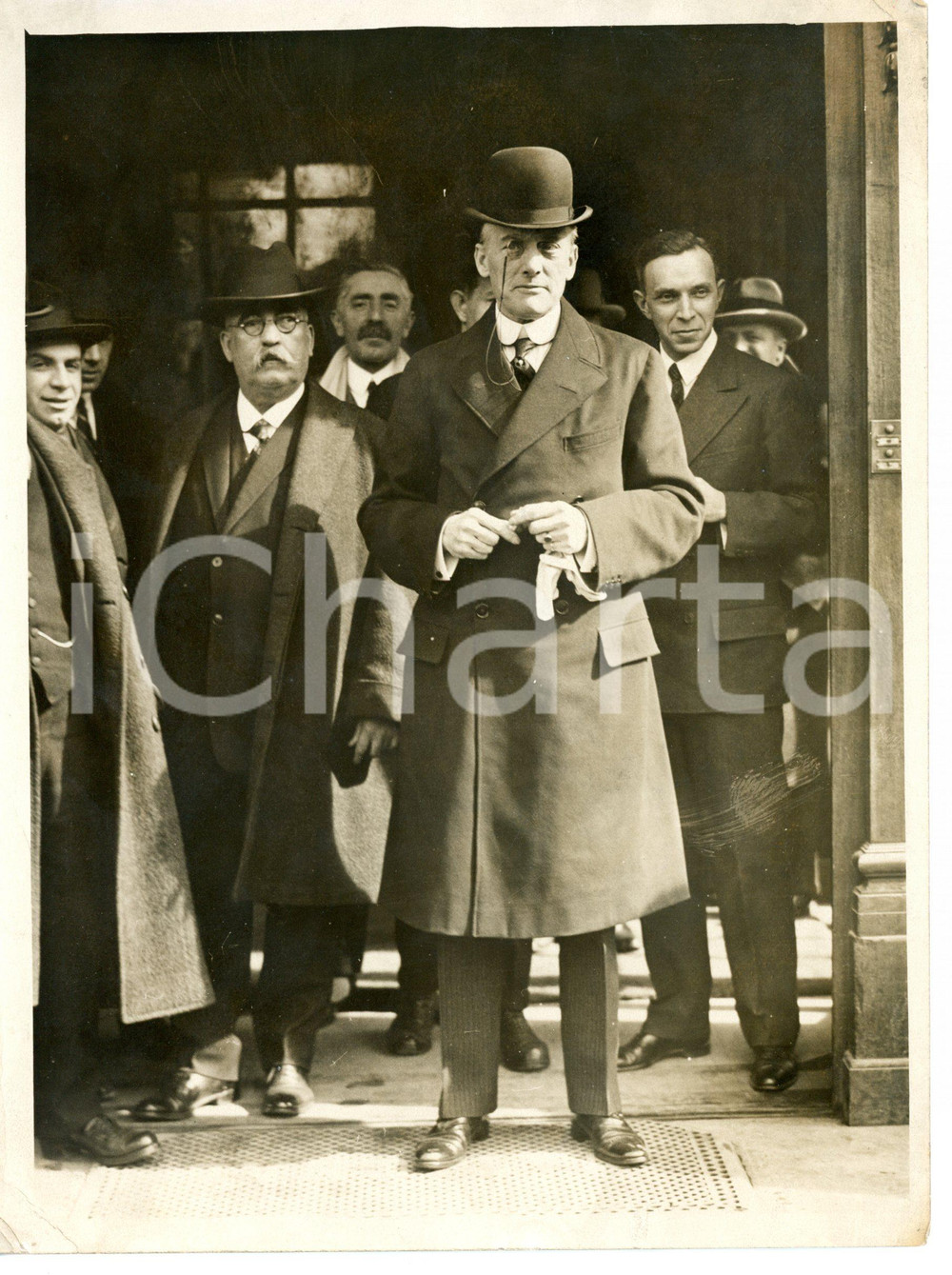 1950 ca GENEVA Palace of Nations - Sir Austen CHAMBERLAIN after a conference