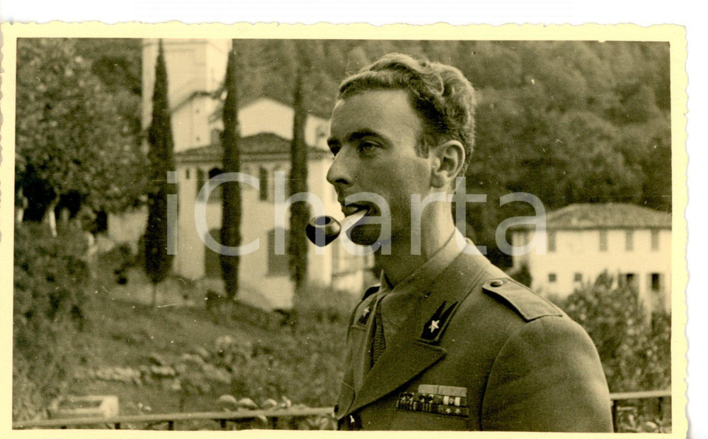 1950 ca ESERCITO ITALIANO Ritratto di militare con pipa - Cartolina 13x8 cm