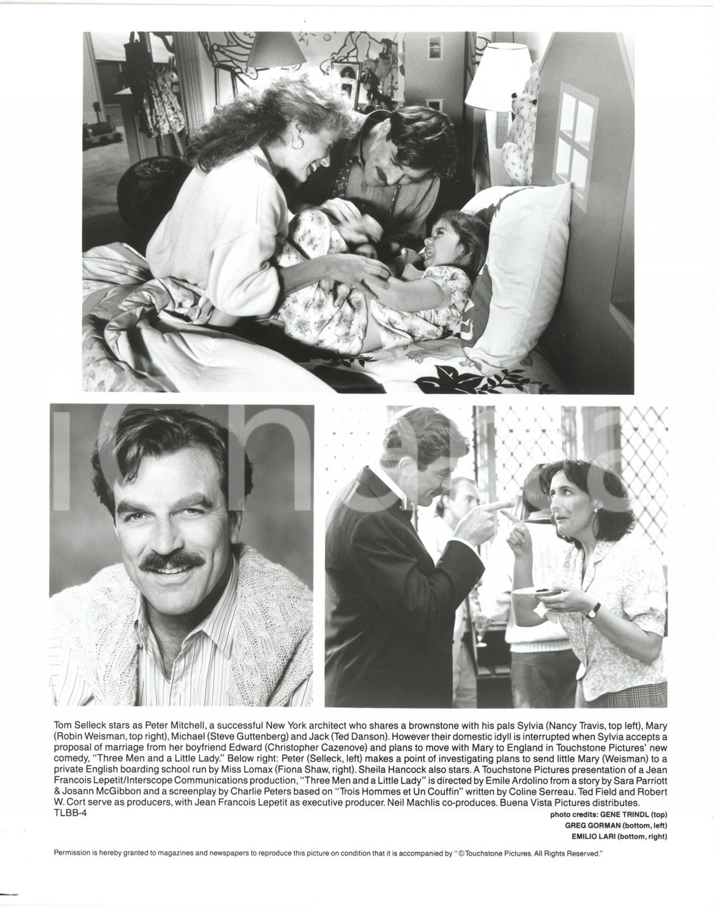 1990 CINEMA "3 Men and a Little Lady" Nancy TRAVIS Tom SELLECK Robin WEISMAN 