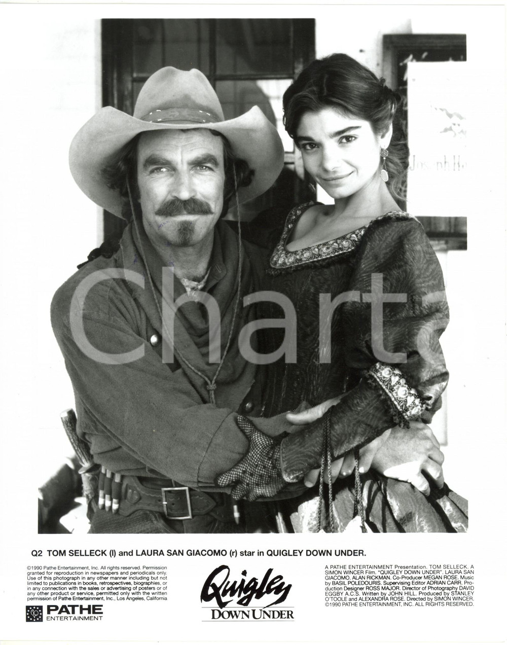 1990 CINEMA "Quigley Down Under" Tom SELLECK Laura SAN GIACOMO *Foto 20x25 cm