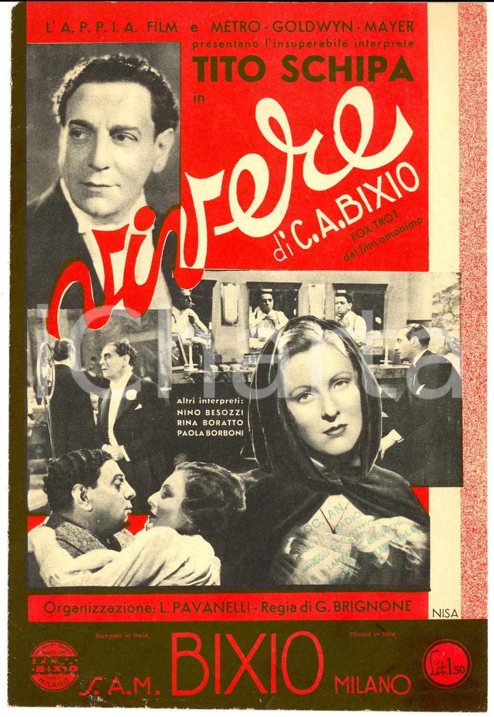 1937 Tito SCHIPA "Vivere" - Fox trot di C. A. BIXIO - Spartito per mandolino