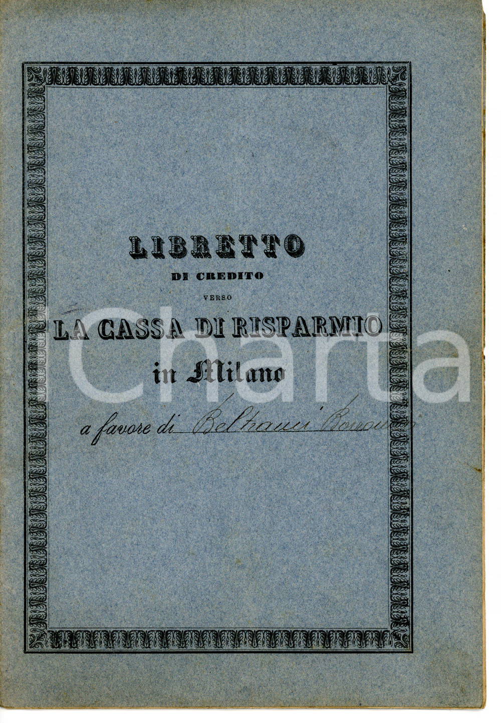1918 MILANO Cassa di Risparmio delle Provincie Lombarde *Libretto di credito