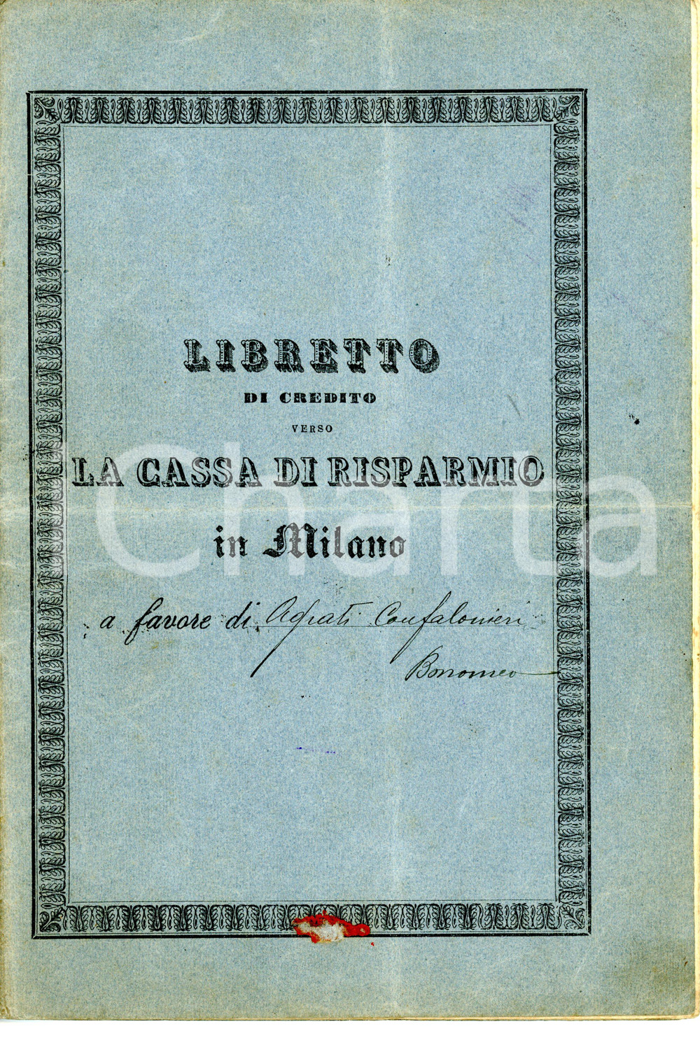 1908 MILANO Cassa di Risparmio delle Provincie Lombarde - Libretto di credito