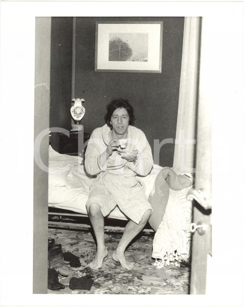 1985 ca ITALIA MUSICA - Giorgio GABER fa colazione in camera *Foto 20x25