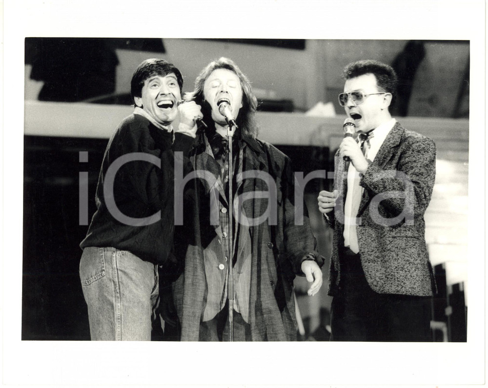 1987 SANREMO - Gianni MORANDI Umberto TOZZI Enrico RUGGERI all'Ariston (2) Foto