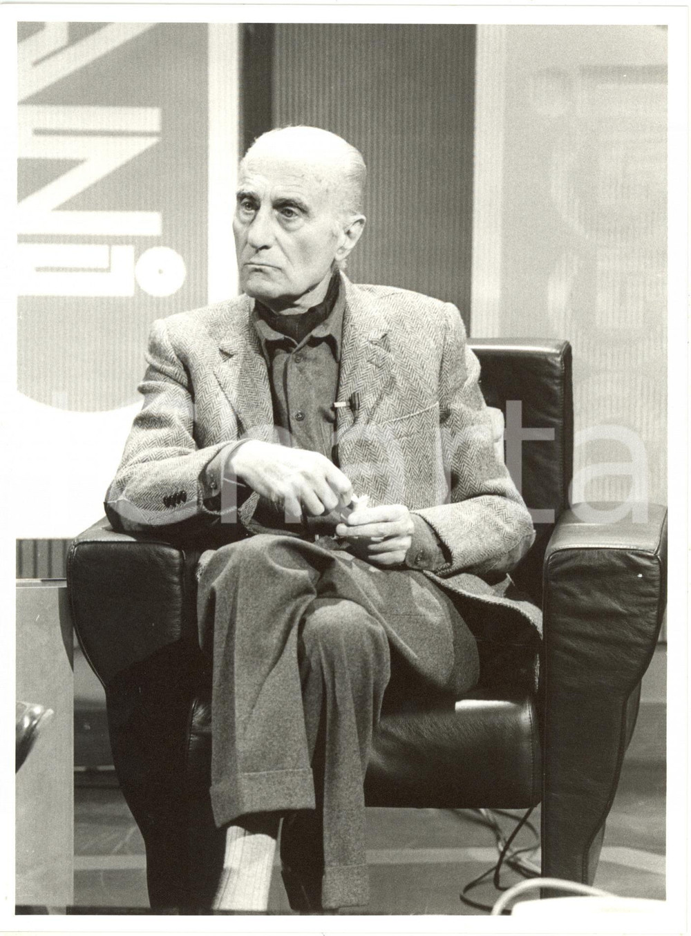 1985 ca COSTUME RAI - Ritratto del giornalista Indro MONTANELLI *Foto 18x24 cm