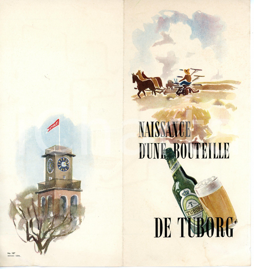 1955 ca TUBORG Naissance d'une bouteille - Opuscolo ILLUSTRATO 10x22 cm