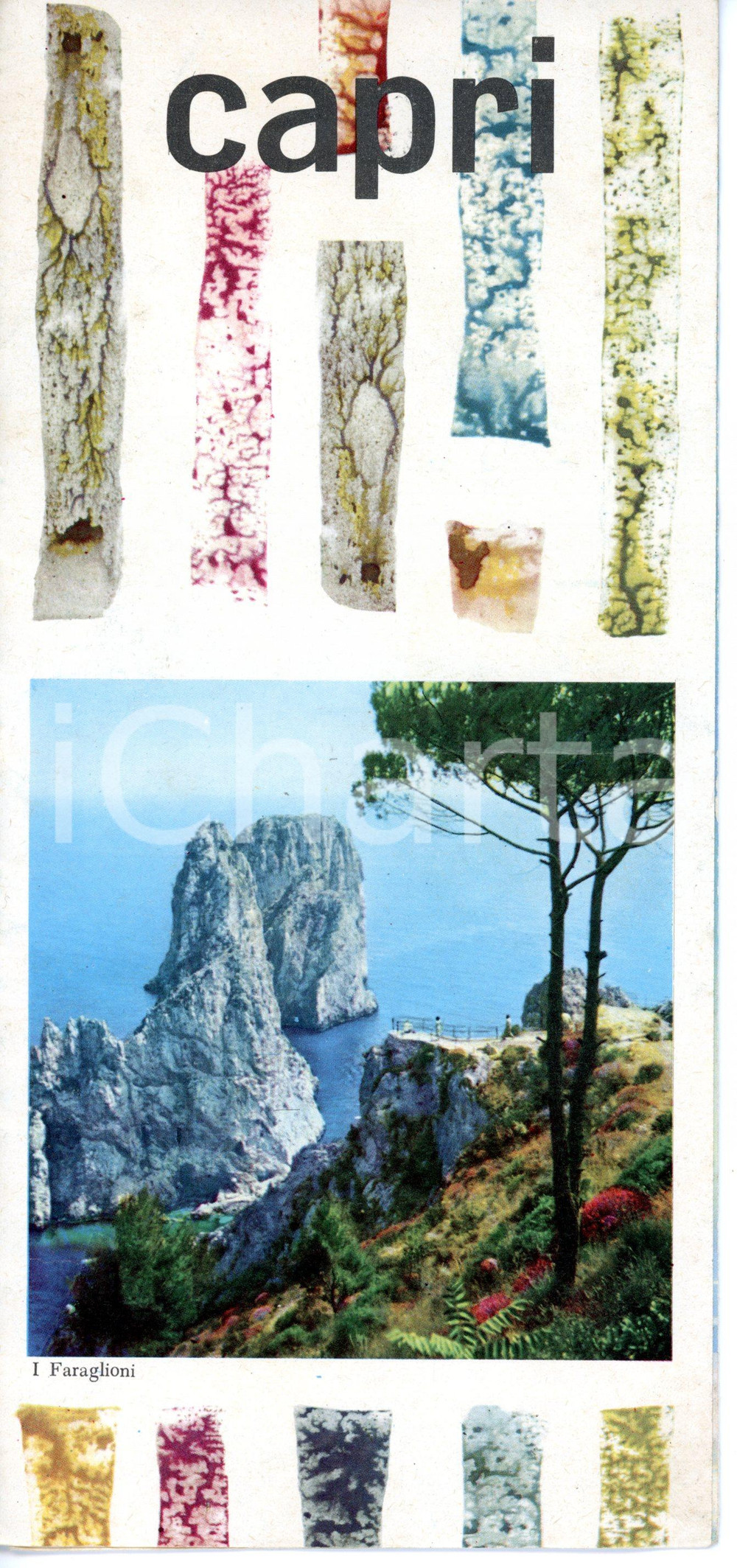 1970 ca CAPRI Mappa dell'isola con itinerari turistici *Pieghevole ILLUSTRATO