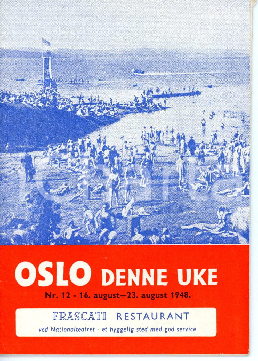 1948 OSLO DENNE UKE Libretto turistico in lingua NORVEGESE - FRASCATI Restaurant